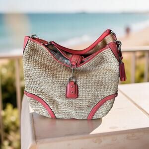 COACH Bleecker Millie Natural Straw Leather Trim Hobo Bag M0768 11806 NWT